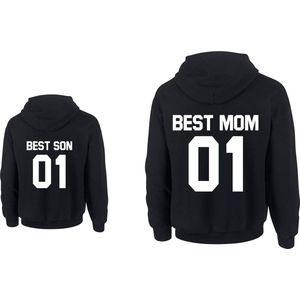 Hoodie voor zoon en moeder-Best Mom 01-Best Son 01-Maat 7/8 jaar