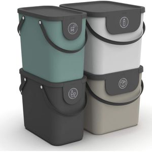 Albula 4-delige set afvalscheidingssysteem 2x25l + 2x40l voor de keuken, kunststof (PP) BPA-vrij, meerkleurig, 2x25l + 2x40l (40.0 x 35.8 x 34.0 cm