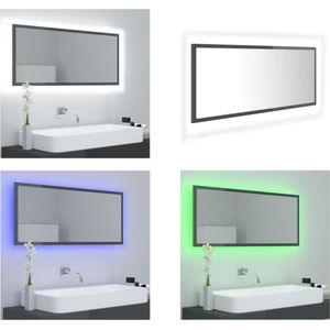 vidaXL Badkamerspiegel LED 100x8-5x37 cm acryl hoogglans grijs - Spiegel - Spiegels - Badkamerspiegel - Badkamerspiegels