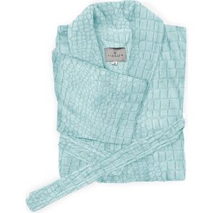 Linnick Flanel Fleece Badjas Croco - soft green - L - Badjas Dames - Badjas Heren