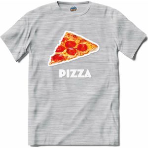Pizza - grappig verjaardag kleding cadeau - eten teksten - T-Shirt - Heren - Donker Grijs - Gemêleerd - Maat 3XL
