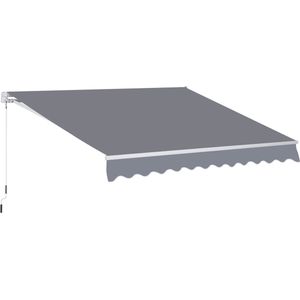 Outsunny Luifel aluminium knikarmluifel zonwering met handslinger 3,5 x 2,5 m grijs 840-168