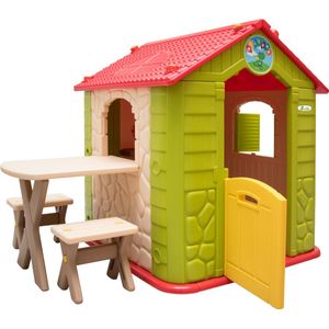 Kinderspeelhuisje vanaf 1 - Tuin Kinderhuisje met Tafel - overdekt Kinder Speelhuisje plastic