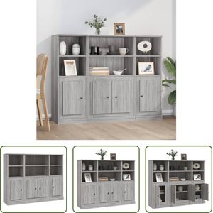 The Living Store Hoge Kast - Grijs Sonoma Eiken - 132 x 35.5 x 103.5 cm - Duurzaam hout