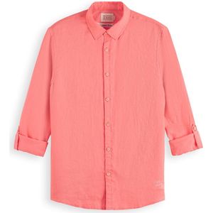 Scotch & Soda Linen shirt with roll-up Heren Overhemd - Maat L