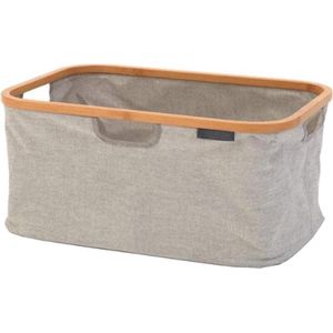 Opvouwbare Wasmand - 40L - Grijs/Bamboe - Duurzaam En Stijlvol - Ruimtebesparend - Lichtgewicht En Stevig - Voor Badkamer En Slaapkamer