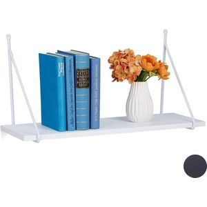 Relaxdays wandplank industrieel - boekenplank - wandrek - fotoplank - decoratie - wit