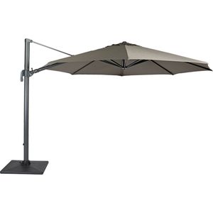 Solus | Zweefparasol | Taupe | 350 cm | Rond | Parasol | Kantelmechanisme | Draaimechanisme | Excl. kruisvoet en verzwaring