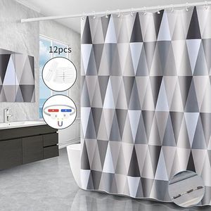 Douchegordijn, schimmelwerend, wasbaar, waterafstotend, badgordijn, EVA-materiaal, met 12 douchegordijnringen, wit, 180 x 180 cm