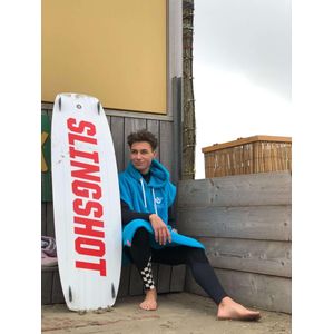 Badstof Surfponcho Turquoise L/XL - met Capuchon - 100% Katoen, 450 gr/m2 - Unisex - Dames & Heren - Poncho - Badcape -Surf Accessoires