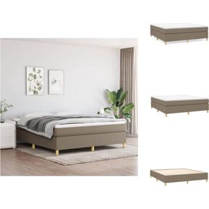 vidaXL Boxspring Bed - Comfort Sleep - Bedframe 203x160x35cm - Matras 160x200x20cm - Topmatras 160x200x5cm - Kleur- Taupe/Wit - Bed