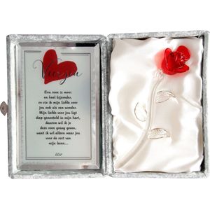 Kristallen Roos met gedicht Voor jou -Voor jou gedicht- kado voor partner - New Dutch®-mijn liefste