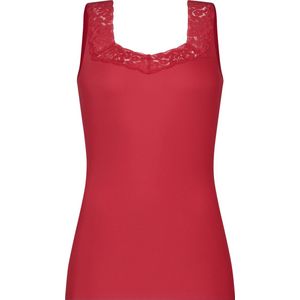 Basics singlet met kant rood voor Dames | Maat XL
