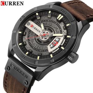 Luxe Horloge Merk Curren Mannen Militaire Sport Horloges Mannen Quartz Datum Klok Man Casual Lederen Pols Horloge Relogio Masculino