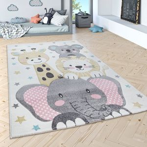 Paco Home Kindervloerkleed Kinderkamer Moderne Pastel Tinten Lieflijke Motieven, 3D Effect 133 cm Quadrat