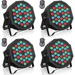 4 Stuks LED RGB Oplaadbare 36 LED Discotheeklampen 6000mAh Ingebouwde Batterij Met Afstandsbediening 7 Modi Podiumverlichting Voor Discotheken Bruiloft Bar Party Licht Energieklasse A