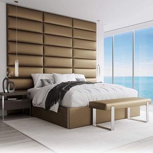 Gewatteerd hoofdbord voor bed VÄNT - Decoratieve wandpanelen - Set van 4 geluidsabsorberende wandpanelen - 6 afwerkingen en 30 designerkleuren wall panels - Metallic - Goud