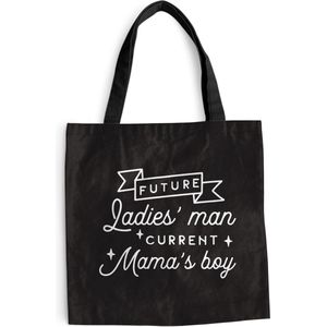 MuchoWow® Schoudertas - Strandtas - Big Shopper - Boodschappentas - Spreuken - Quotes - Future ladies' man current mama's boy - 40x40 cm - Katoenen tas