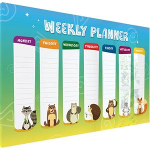 Designglas Whiteboard Weekplanner - Metaal - Magneetbord - Memobord - Weekplanner - 60x90