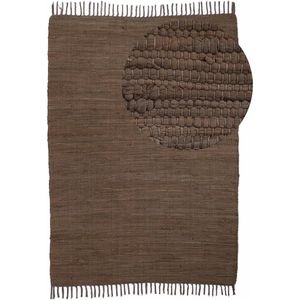 JGS ® Handgeweven Katoenen Vloerkleed in Boho Stijl Bruin 90 x 160 cm met Decoratieve Franje