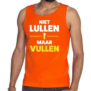 Niet Lullen maar Vullen tekst tanktop / mouwloos shirt oranje heren - heren singlet Niet Lullen maar Vullen - oranje kleding XL