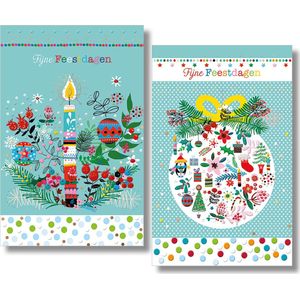 MGPcards - 2 doosjes à 10 Luxe dubbele wenskaarten - Kerst/Nieuwjaar - Foliebewerking - Witte envelop - 10.5 x 16 cm - 2 Motieven per doosje