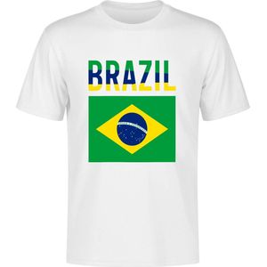 T-shirt Brazil – Voetbalshirt Brazilië – Maat XL (158/164) – Brazil – Brasil – T-shirt Wit – Voetbalshirt