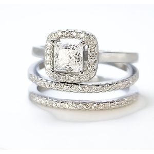 PROMETIDA / Verlovingsring Set / Hoogwaarding sterling Zilver 925 /Jacket Bella / moederdag cadeau / relatie ring /
