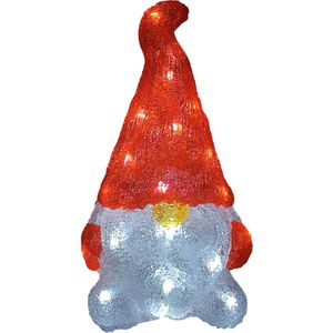 Deuba Kerstfiguur Kabouter - LED Acryl 29,5cm Binnen Buiten – Wit Licht