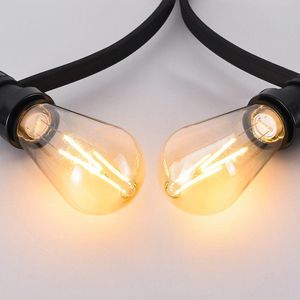 LumenXL lichtsnoer voor buiten 10 meter 15 fittingen - 2,5 watt 2700K LED filament lampen - IP44 dimmer