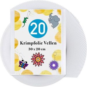 20 Stuks A4 Krimpfolie Vellen - Transparant Dubbelzijdig - Vel 30 x 20 cm - 0.3mm - Krimpie Dinkie Dimpie Knutselen Pakket voor Jongens & Meisjes - Krimp Folie voor Sieraden, Oorbellen, Sleutelhangers Maken - Knutselpakket Set