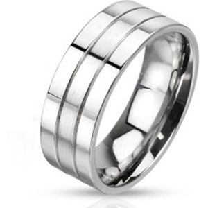 Ringen Mannen - Ring Dames - Ringen Dames - Ringen Vrouwen - Zilverkleurig - Heren Ring - Ring - Moderne Strepen - Line