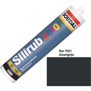 Soudal Silirub Color - Siliconekit - Montagekit - ook voor sanitaire ruimten - koker 310 ml - RAL 7021 - Zwartgrijs
