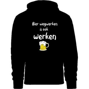 Grappige hoodie - trui met capuchon - bier wegwerken - bier - werken - feestje - carnaval - kermis - maat M