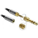 Premium 3,5mm Jack stereo audio verlengkabel met schroefbare 6,35mm Jack adapter / zwart - 3 meter