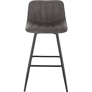 Barkruk Deluxe Delia - Industrial - Grijs - Barkrukken set van 1 - Barstoel Kruk - Barstoelen met rugleuning - Keukenstoel - Velvet