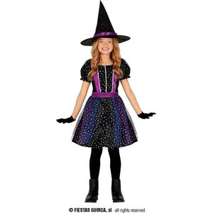 Fiestas Guirca - Zwarte heks sterren meisjes (5-6 jaar) - Carnaval Kostuum voor kinderen - Carnaval - Halloween kostuum meisjes