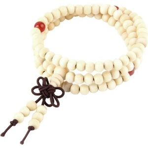 Fako Bijoux® - Buddha Armband - Sandelhout - 6mm - Wit