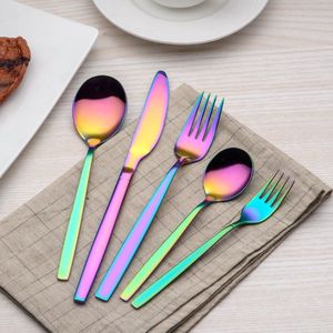 30-delige titanium regenboogkleurige bestekset, 30-delige gekleurde bestekset, Mutil Colour bestek besteksets, service voor 6 (Bright Rainbow)