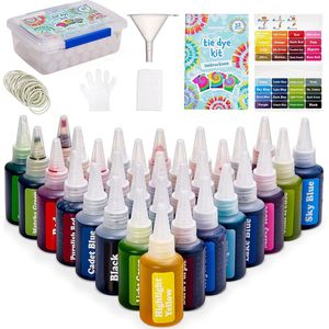 THE TWIDDLERS 204 Stuks Complete Tie Dye Kit met Geschenkdoos, 32 Kleuren - Stof, Kleding, T-Shirt, Schoenen, Tas - Knutselen, Kerstcadeau voor Tieners, Jongens en Meisjes