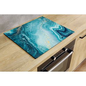 Inductiebeschermer - Blauw Marmer - 81x52 cm - Inductiebeschermer - Inductie Afdekplaat Kookplaat - Inductie Mat - Anti-Slip - Keuken Decoratie - Keuken Accessoires