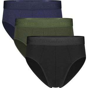 Comfortabel & Zijdezacht Bamboo Basics James - Bamboe Slips (Multipack 3 stuks) Heren - Onderbroek - Ondergoed - Navy, Army & Zwart - XL