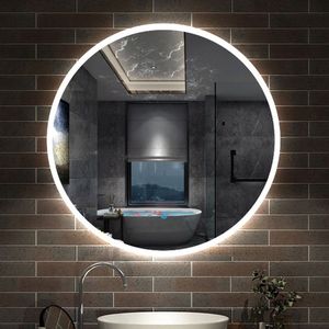 LED spiegel ROND 70cm 3 lichts kleur warm/Neutraal/koud wit dimbaar touch anti-condens badkamerspiegel decoratieve wandspiegel 2700K-6500K