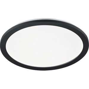 LED Plafondlamp - Torna Campill - 22W - Warm Wit 3000K - Spatwaterdicht IP44 - Dimbaar - Rond - Mat Zwart - Kunststof