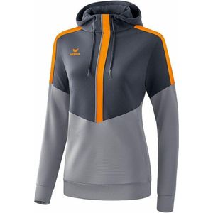 Erima Squad Sweatshirt Met Capuchon Dames - Slate Grey / Monument Grey / New Orange | Maat: 36