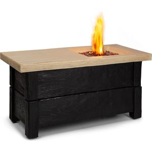 Blumfeldt Corinth Gashaard - Terrasverwarmer - Buitenkachel - 40.000 BTU/13 kW - Brander Van Staal - Elektronische ontsteking - Deksel met houtlook - Incl. Slang/Drukregelaar - Met Lavastenen - Regenhoes - Zwart