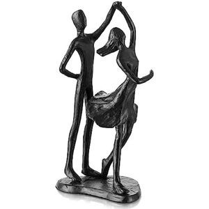 ST TRADING Zwart Metalen Koppel Sculptuur - Abstract Dansend Paar Standbeeld voor Huwelijksverjaardag, Valentijnsdag of Romantische Decoratie