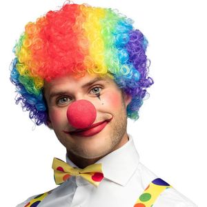 Boland - Pruik Clown Curly veelkleurig Multi - Afro - Kort - Unisex - Clown - Clown - Circus