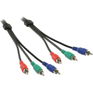 Powteq - 5 meter premium composiet RGB video - 3 x tulp (RGB) - Component video kabel