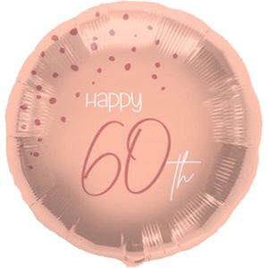 Folieballon - 60 jaar - Luxe - Roze, roségoud, transparant - 45cm - Zonder vulling